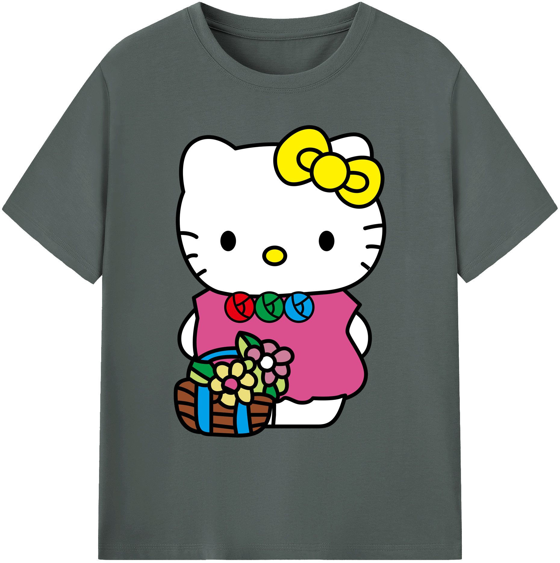（画像用） Hello Kitty ハローキティ 綿100％ メンズ半袖Tシャツ｜肌触りやわらか＆通気性